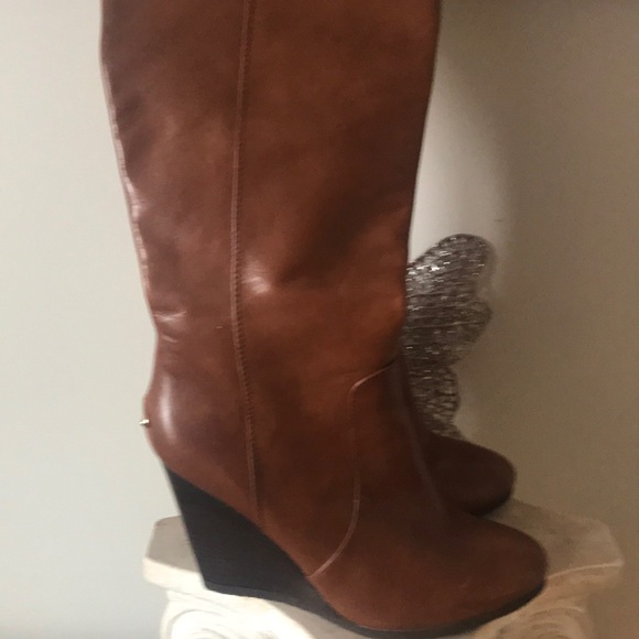 Coach Della Calf Leather knee-high Wedge Boots 👢 - Picture 1 of 4